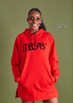 girl on hooded sweatshirt gown smiling