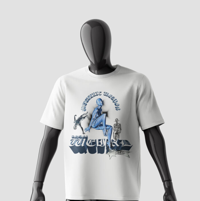 Futuristic design of humans on a shirt by megasclothing