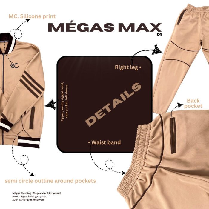 Megas Max 01 tracksuit of jacket and pants trouser details