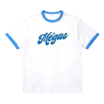 Mégas White and Sky Blue fitted tee